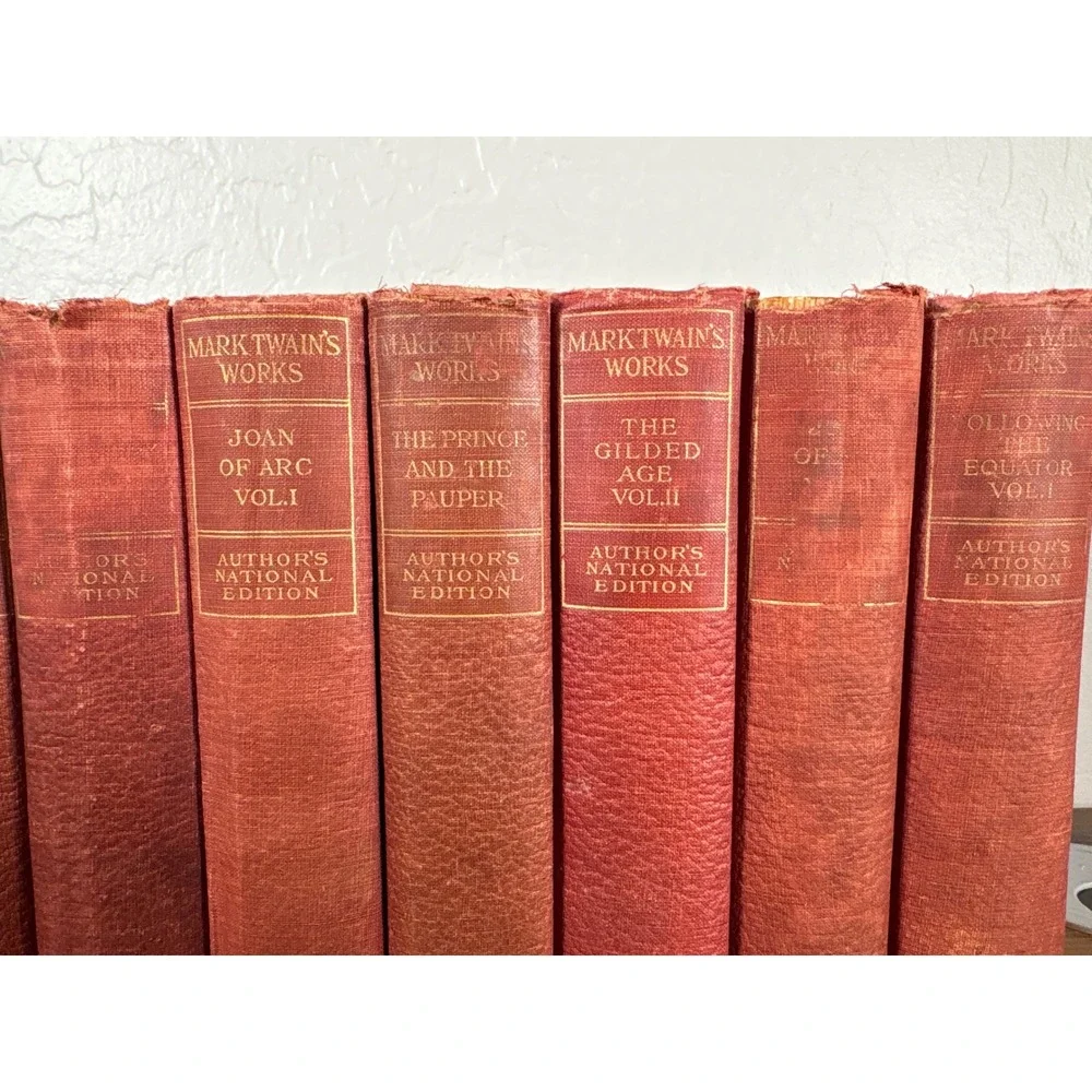 Mark Twain Works Authors National Edition Harpers Red Hardcover 9 Volume Antique